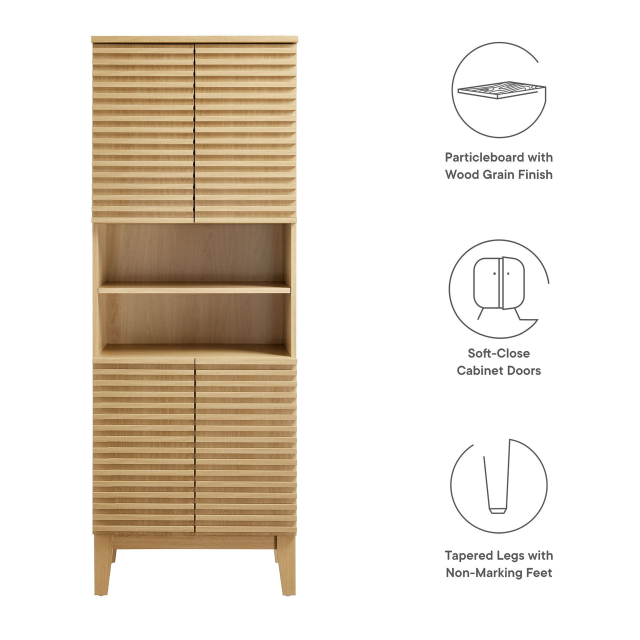 Ventra Tall Bathroom Cabinet, Oak