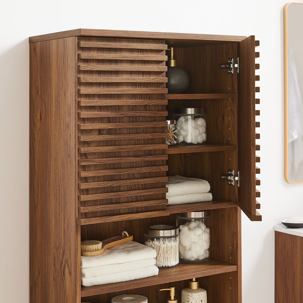 Ventra Tall Bathroom Cabinet, Walnut