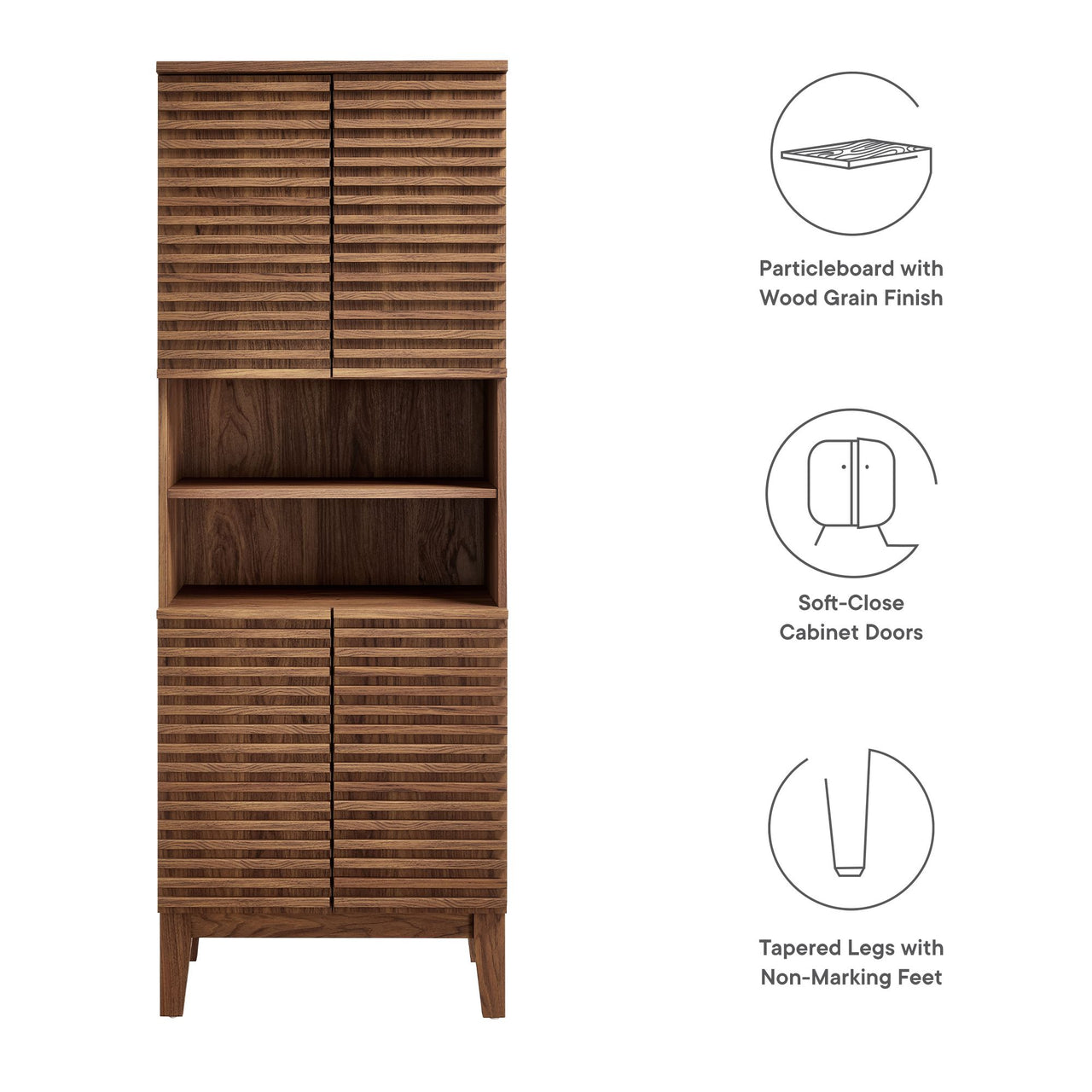 Ventra Tall Bathroom Cabinet, Walnut