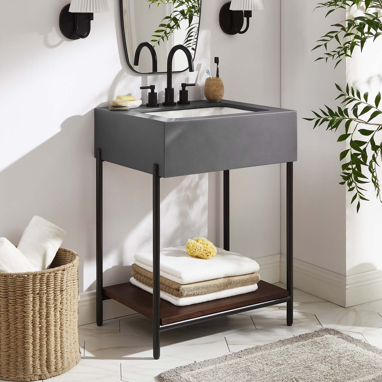 Noctara Vanity Unit, Small, Black & White