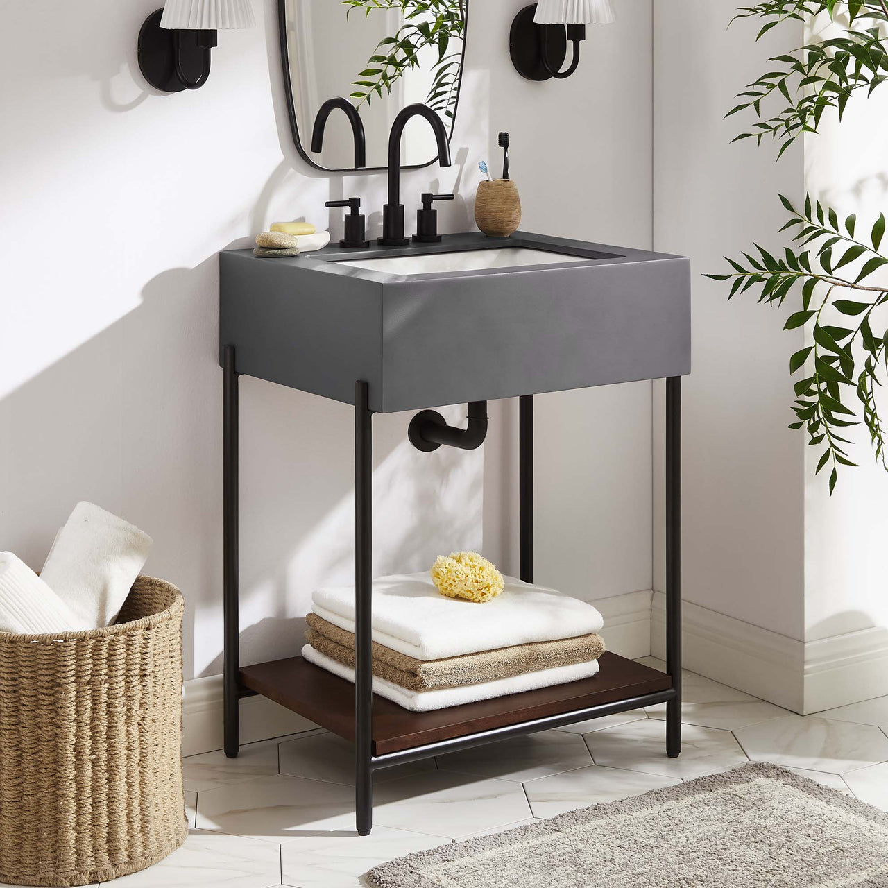 Noctara Vanity Unit, Small, Black & White