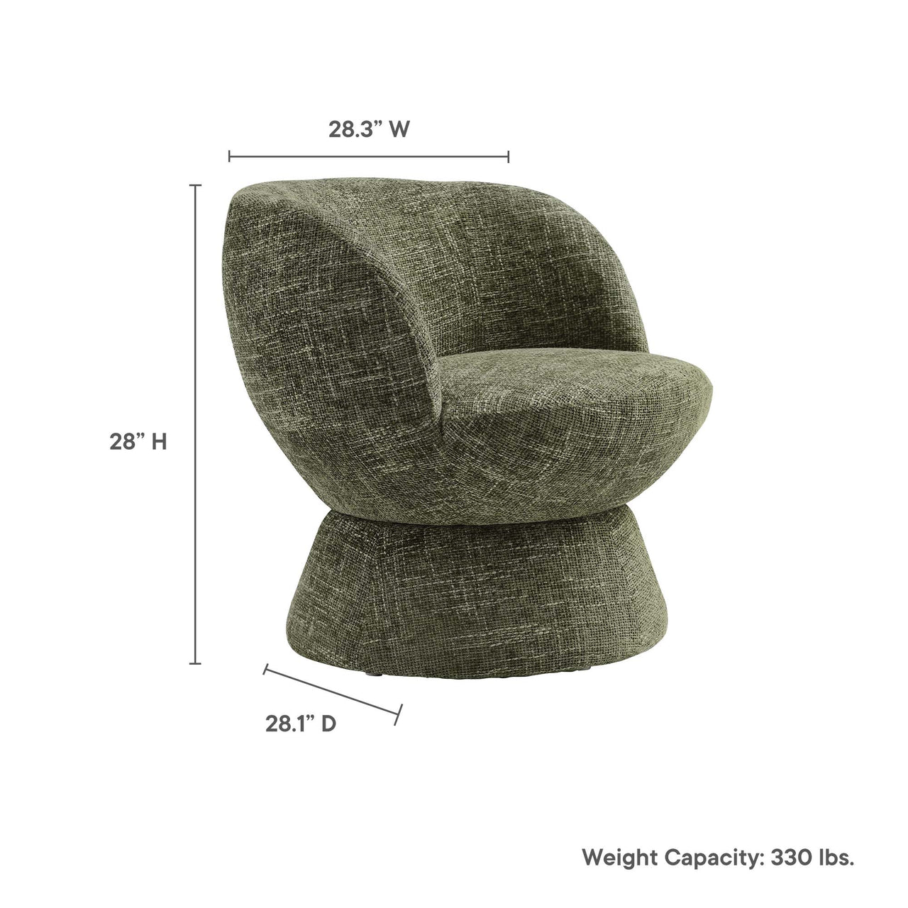 Mivorae Chenille Upholstered Fabric Swivel Chair, Sage
