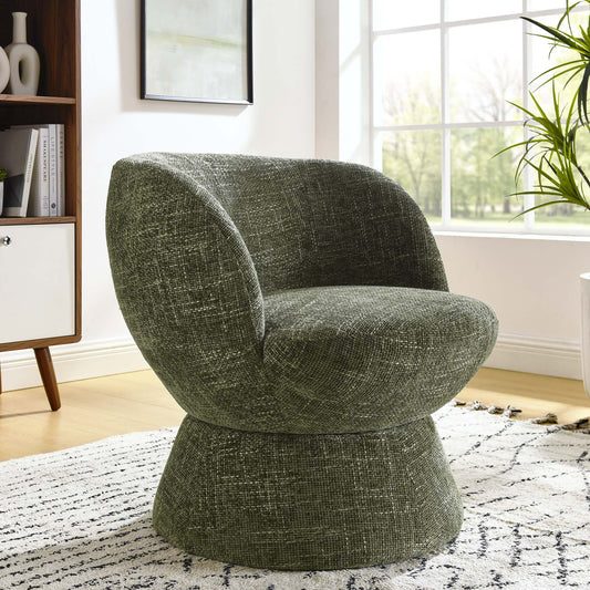 Mivorae Chenille Upholstered Fabric Swivel Chair, Sage