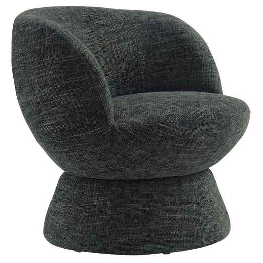 Mivorae Chenille Upholstered Fabric Swivel Chair, Charcoal