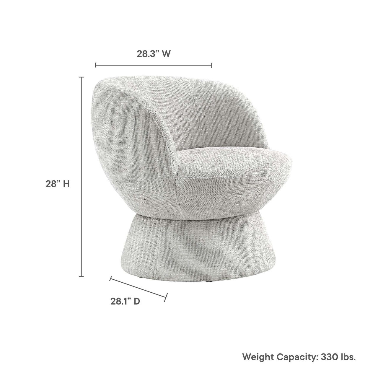 Mivorae Chenille Upholstered Fabric Swivel Chair, Light Gray