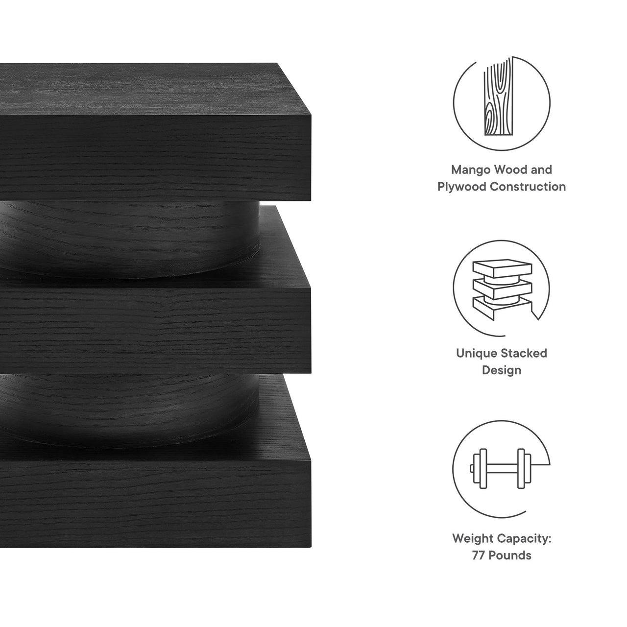 Tower End Table, Black