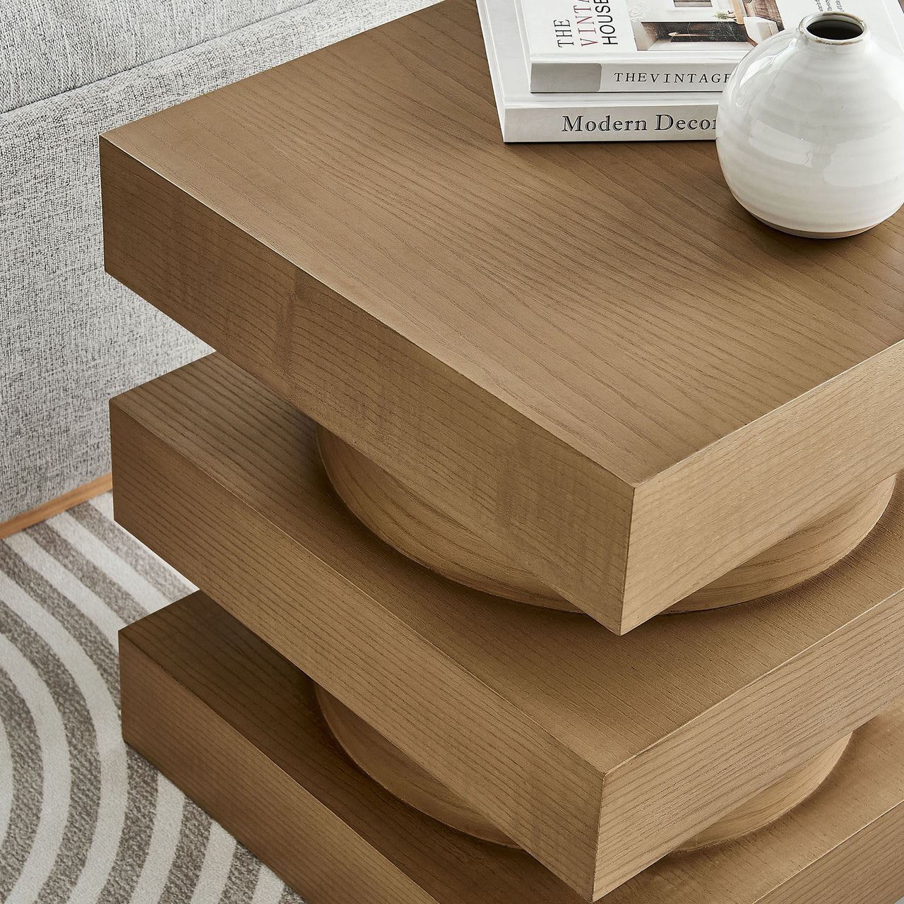 Tower End Table, Light Brown