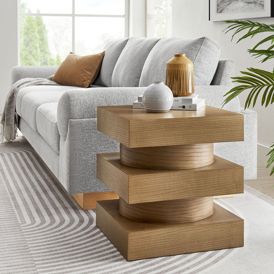 Tower End Table, Light Brown