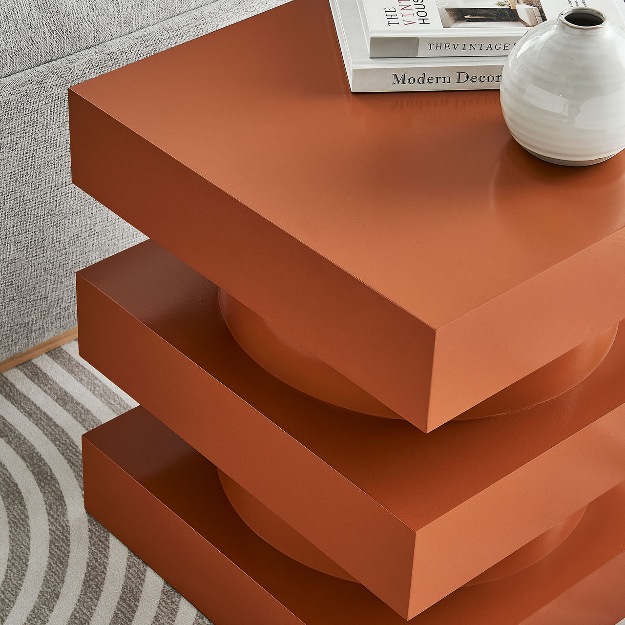 Tower End Table, Rust