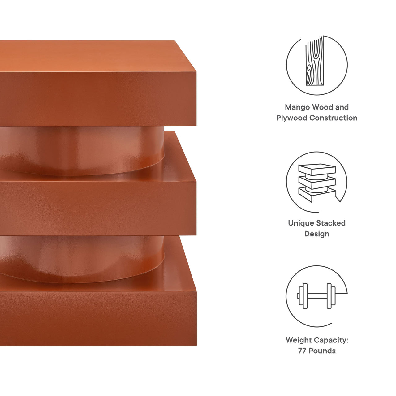 Tower End Table, Rust