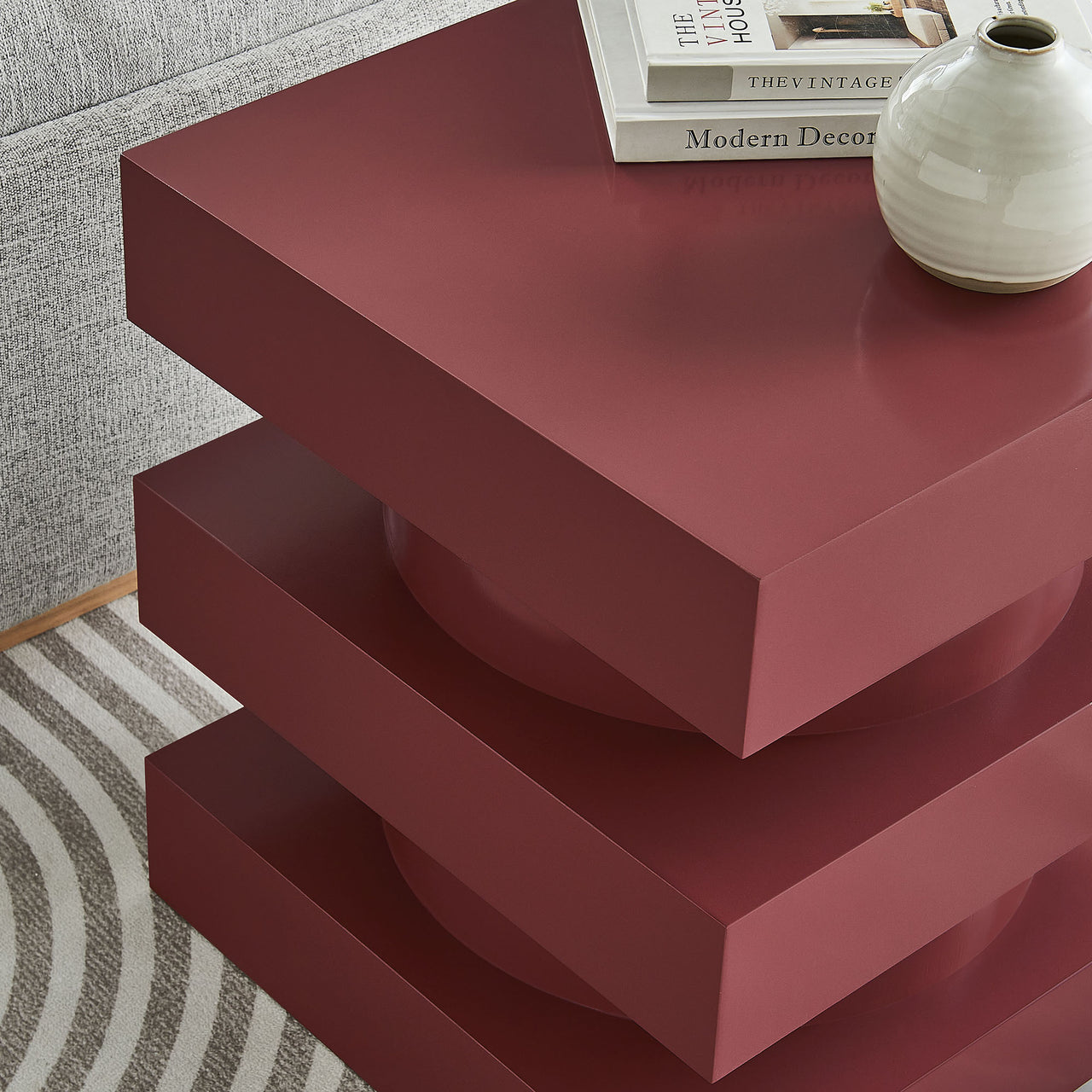 Tower End Table, Burgundy
