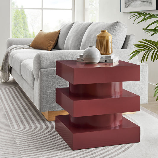 Tower End Table, Burgundy