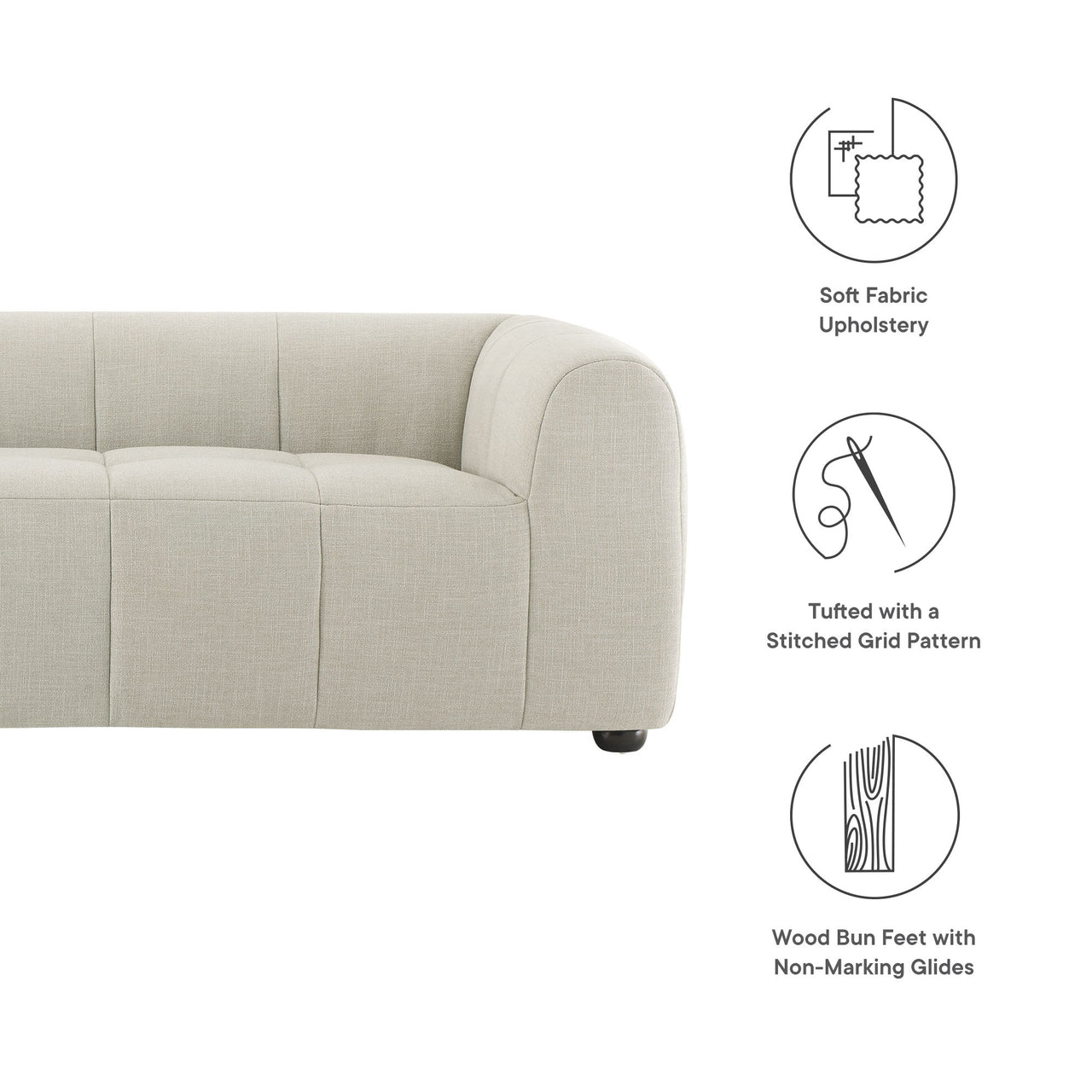 Bloque Fabric Sofa, Linen