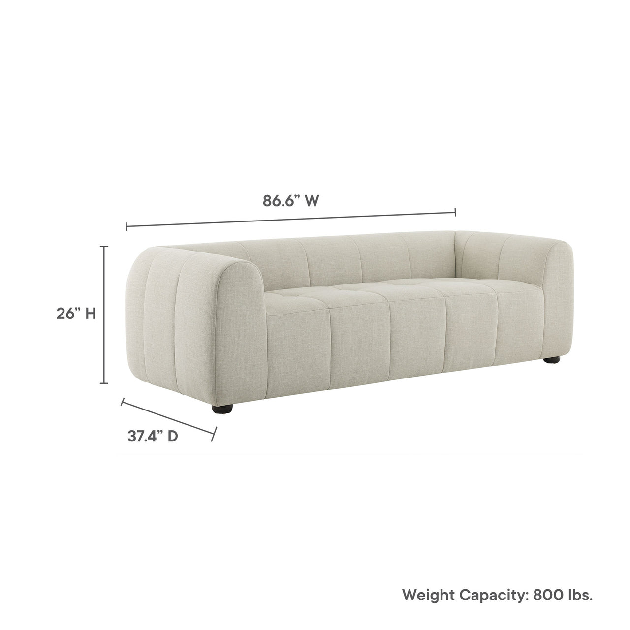 Bloque Fabric Sofa, Linen