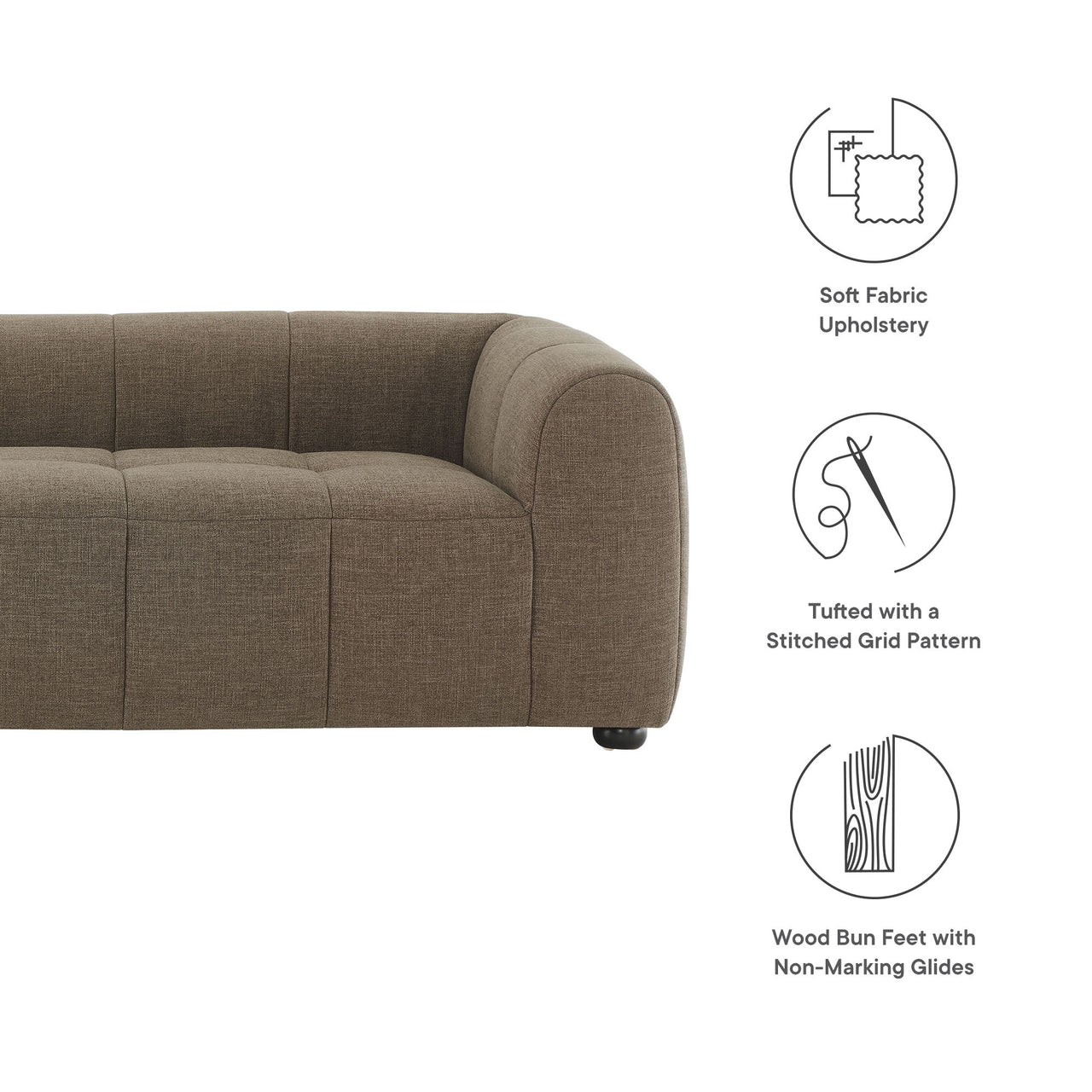 Bloque Fabric Sofa, Mocha