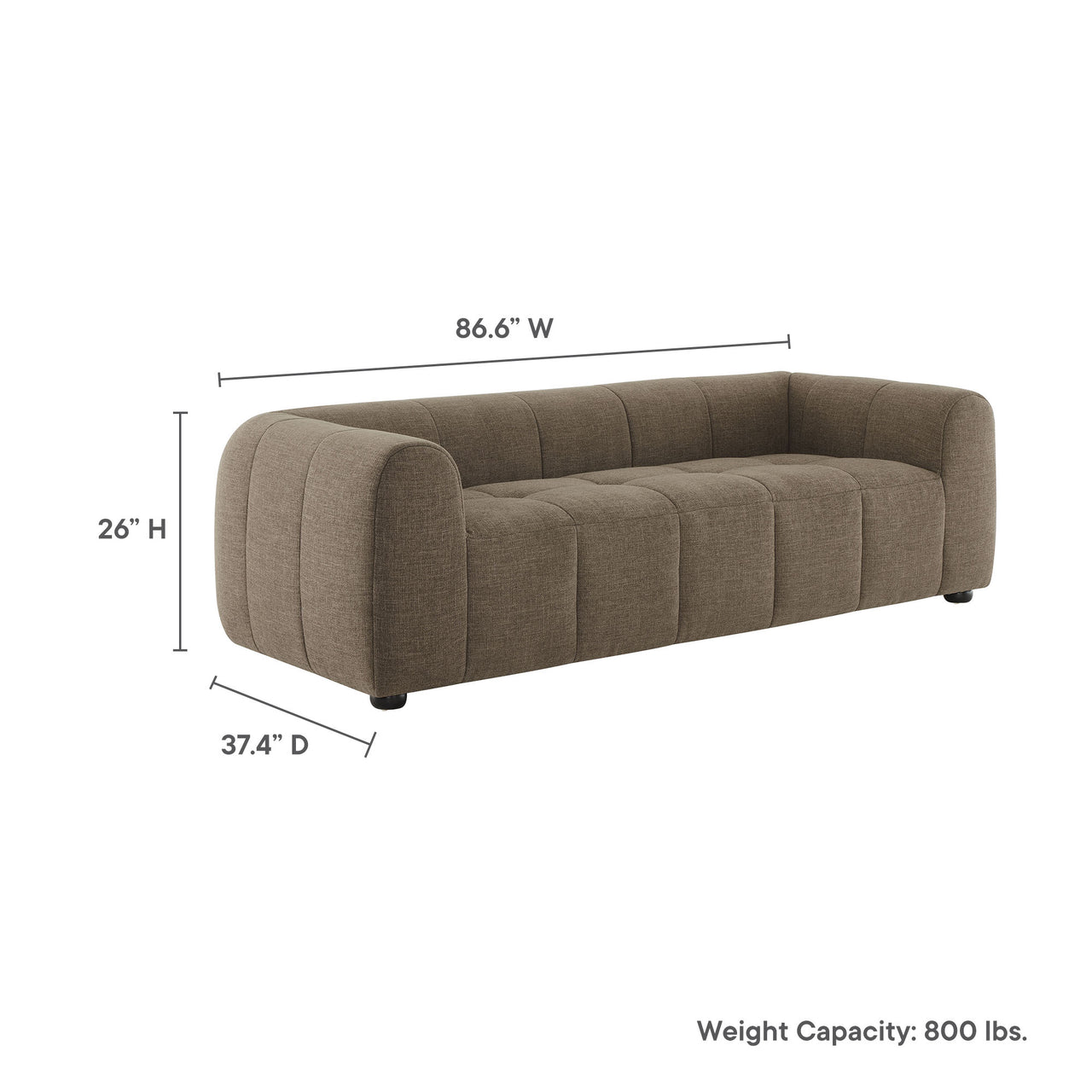 Bloque Fabric Sofa, Mocha