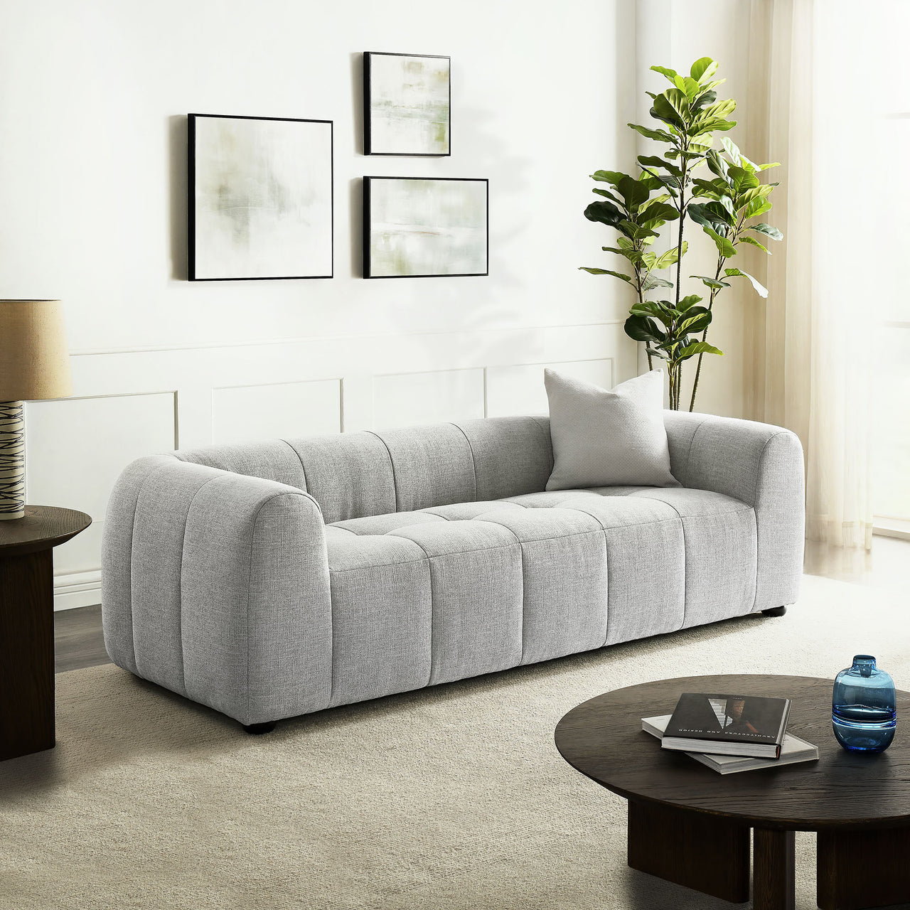 Bloque Fabric Sofa, Pewter