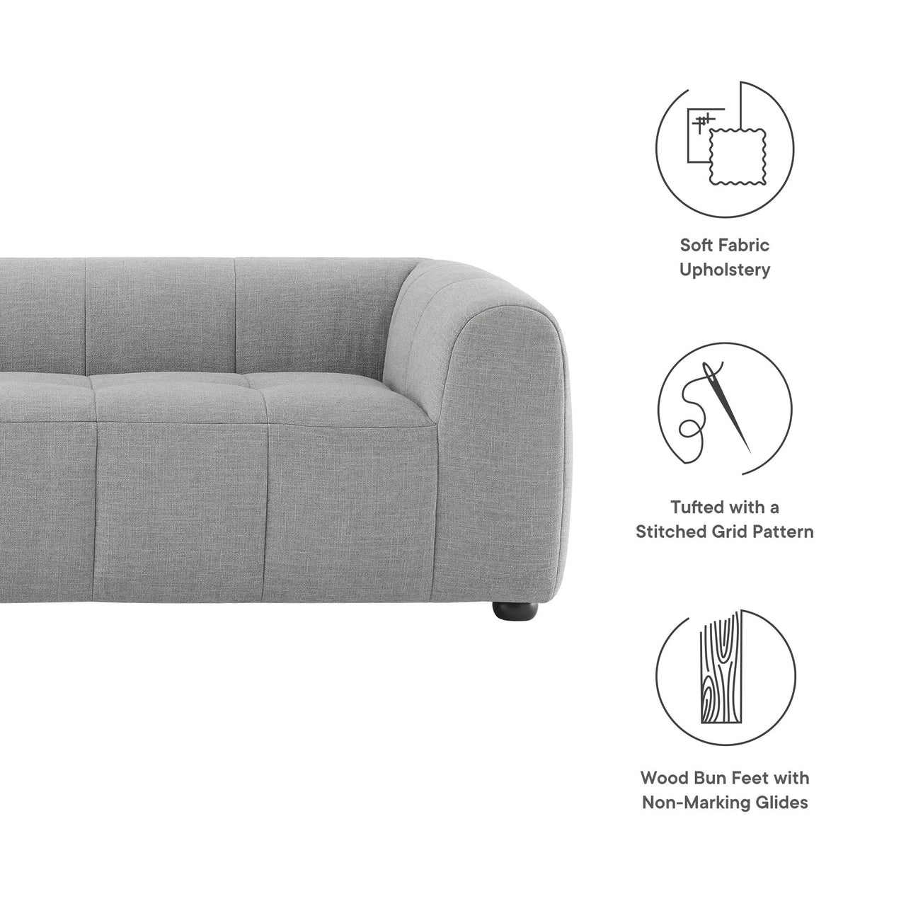 Bloque Fabric Sofa, Pewter