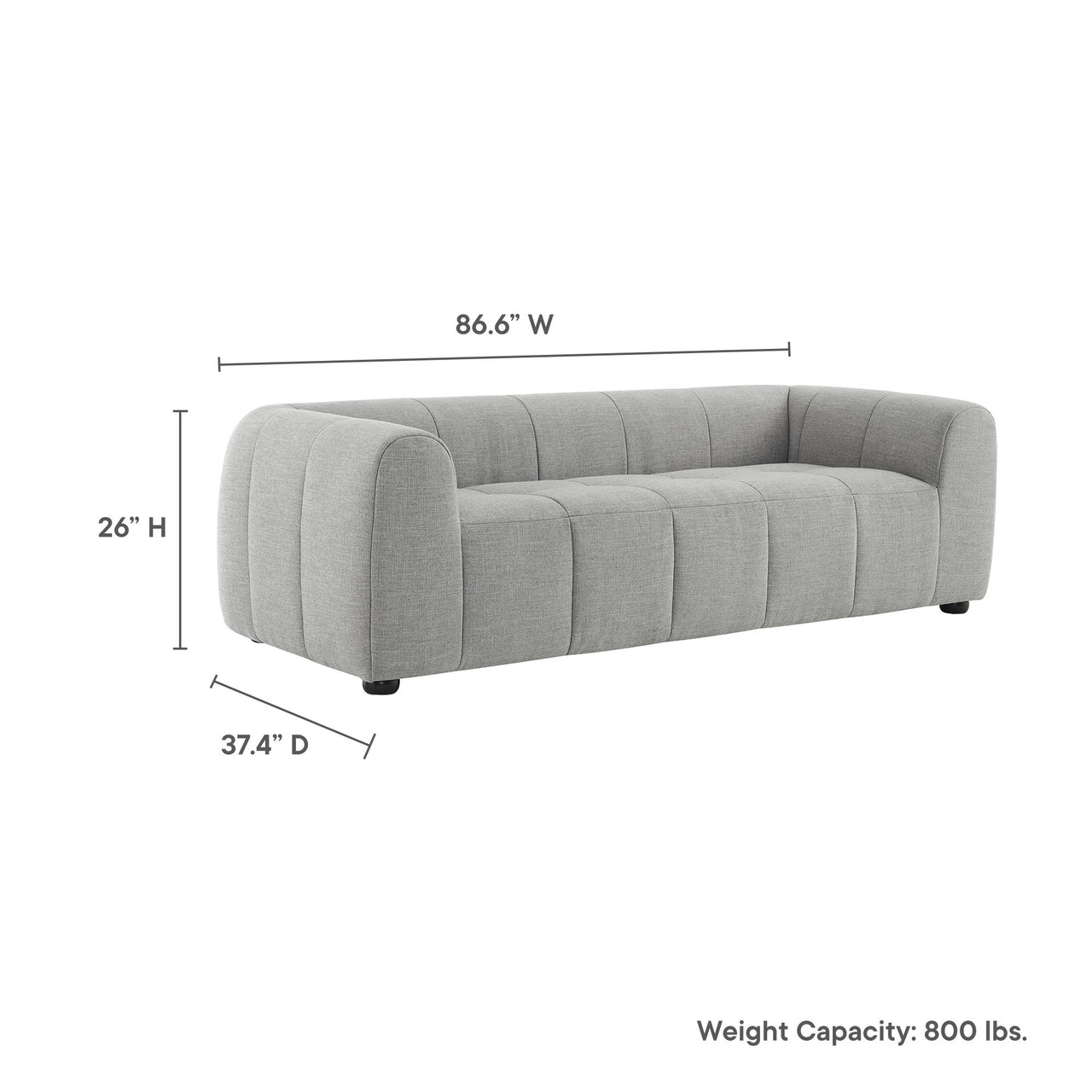Bloque Fabric Sofa, Pewter
