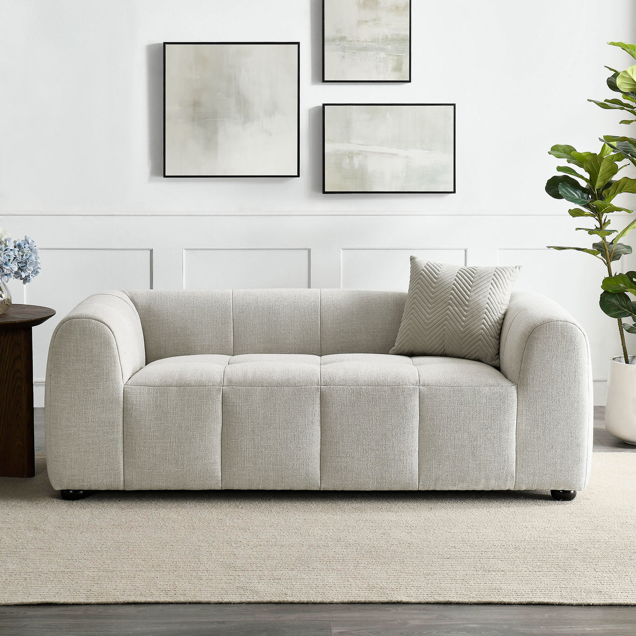 Bloque Fabric Loveseat, Linen