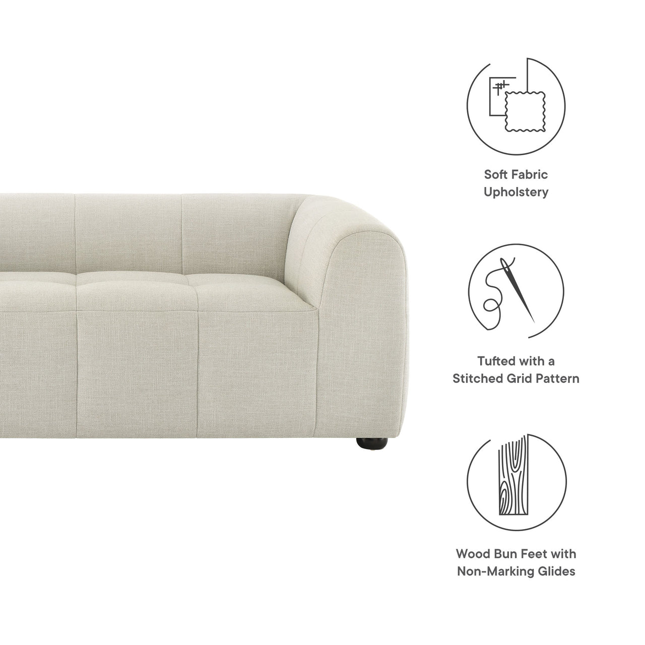 Bloque Fabric Loveseat, Linen