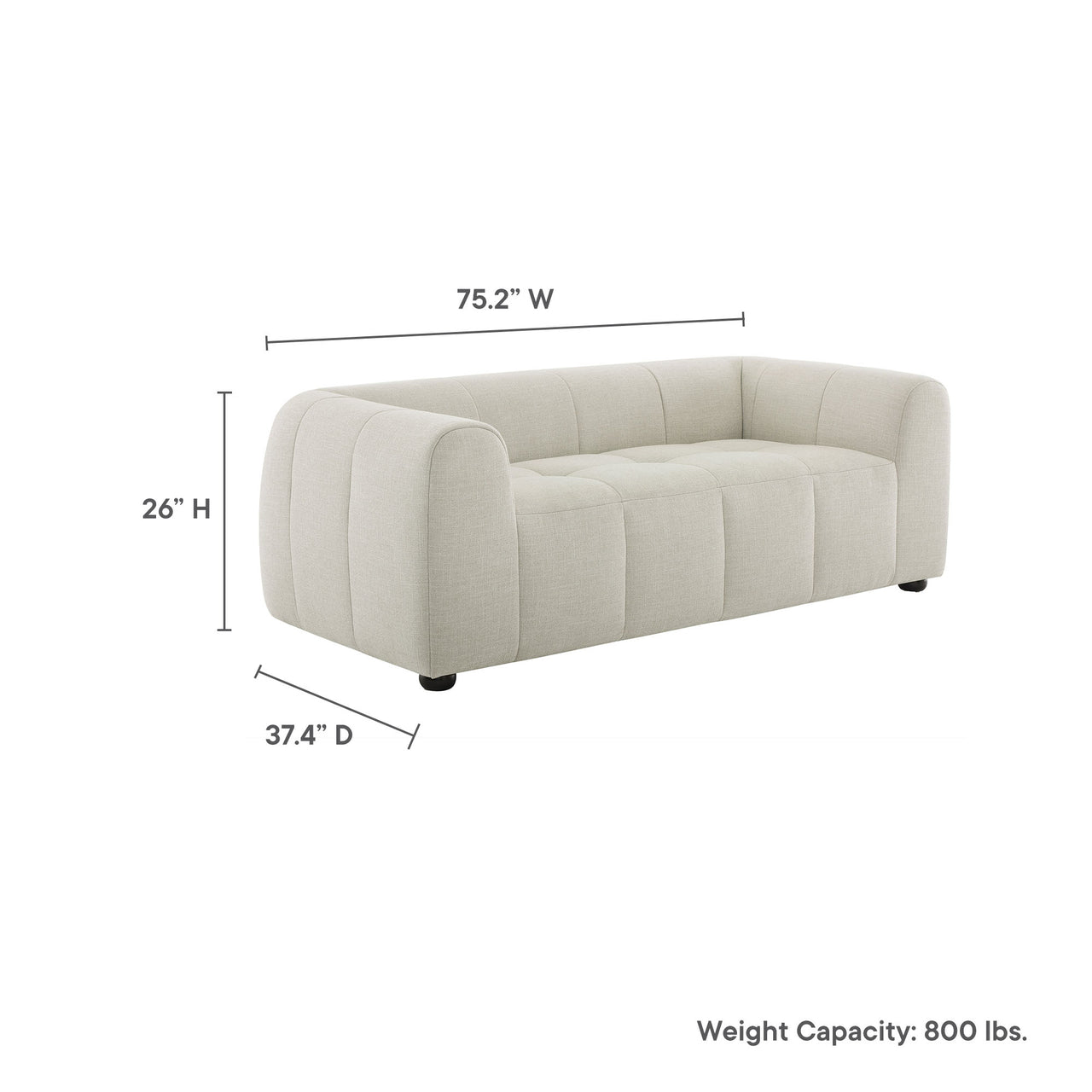 Bloque Fabric Loveseat, Linen