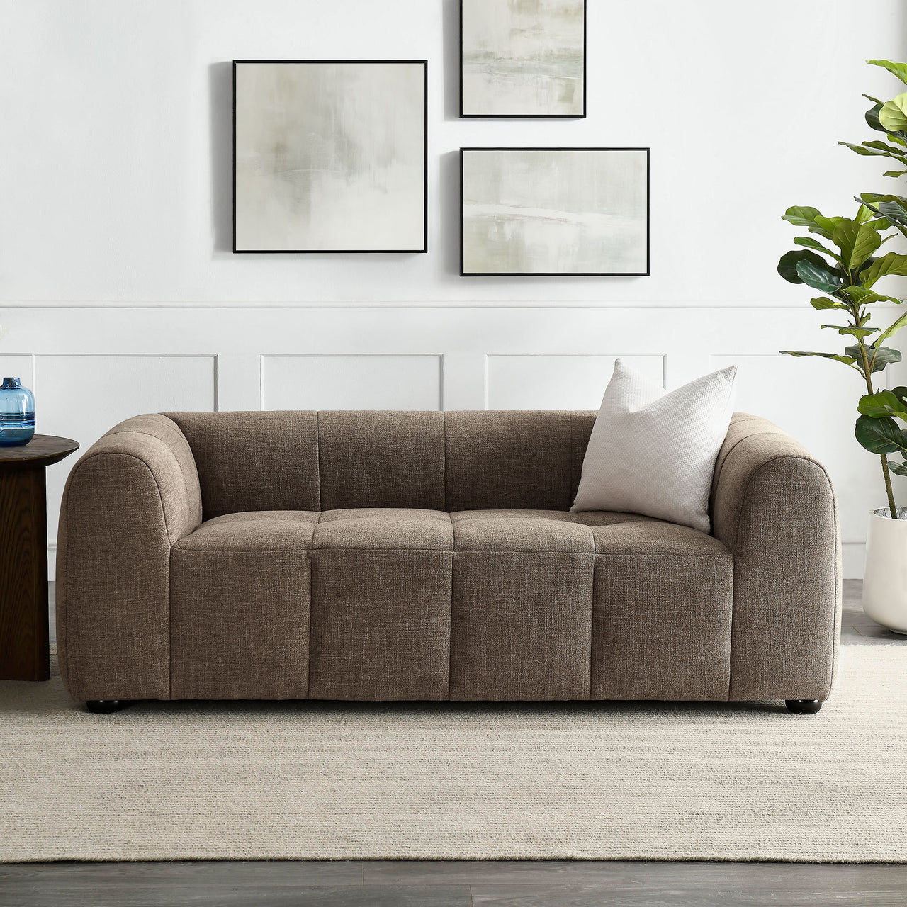 Bloque Fabric Loveseat, Mocha