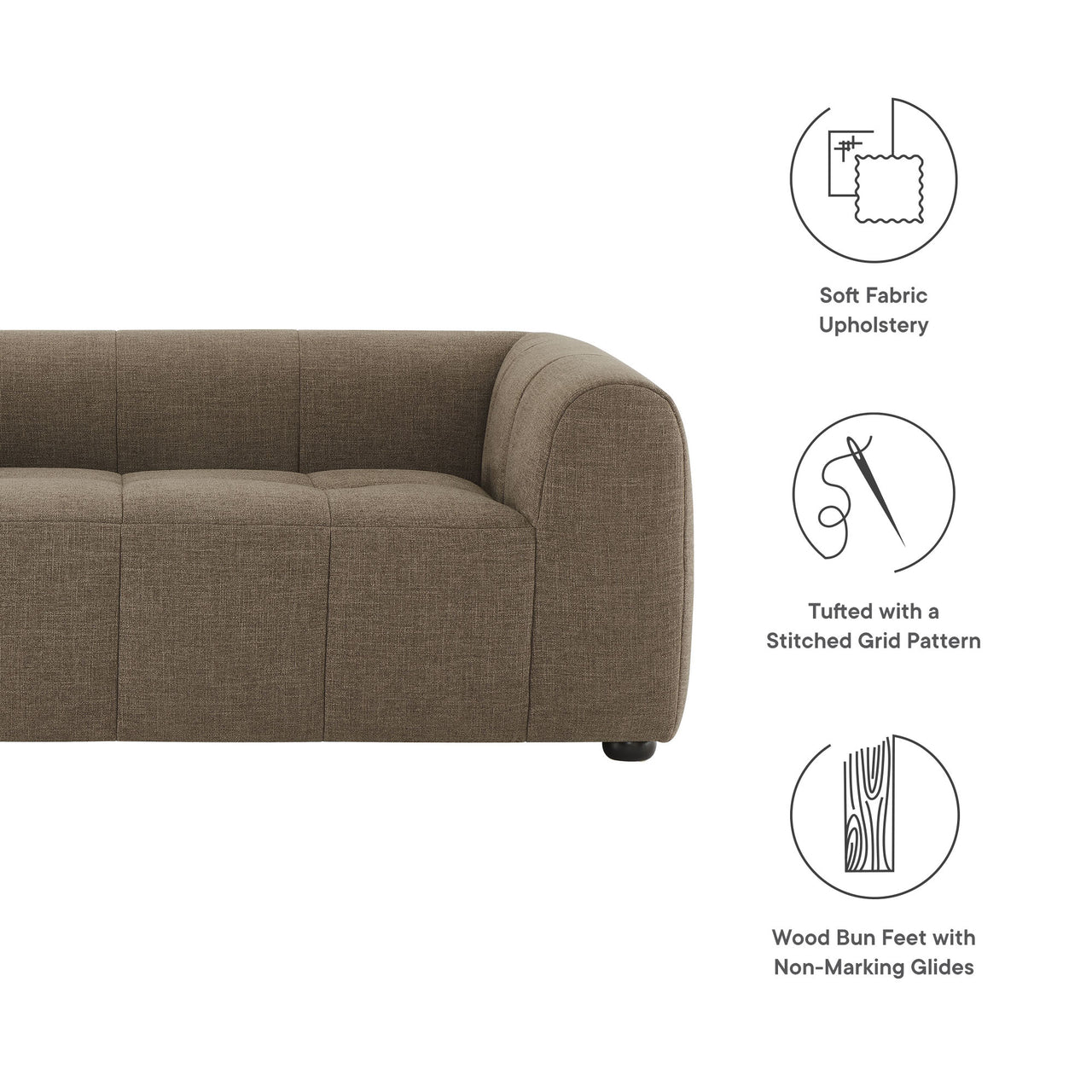 Bloque Fabric Loveseat, Mocha