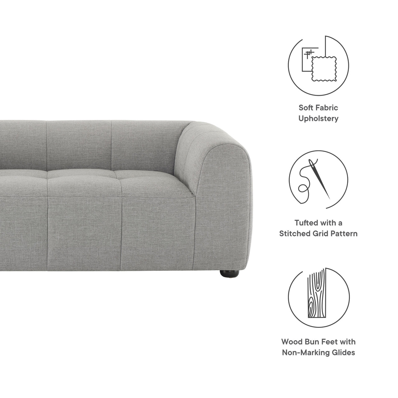 Bloque Fabric Loveseat, Pewter