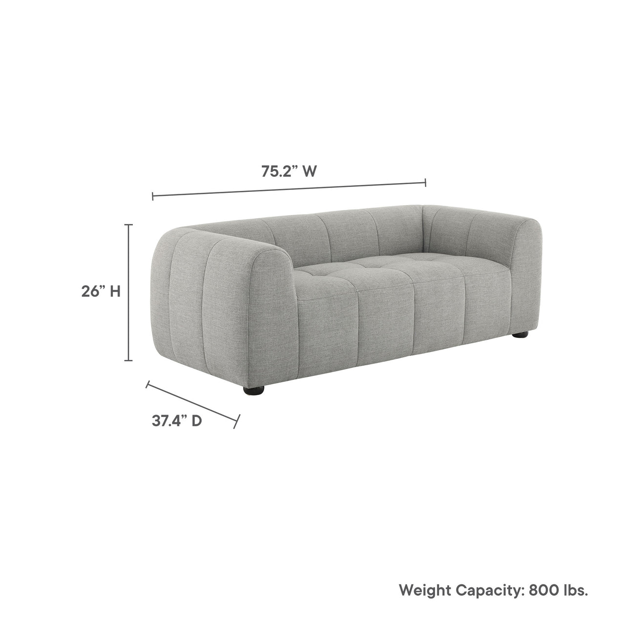 Bloque Fabric Loveseat, Pewter