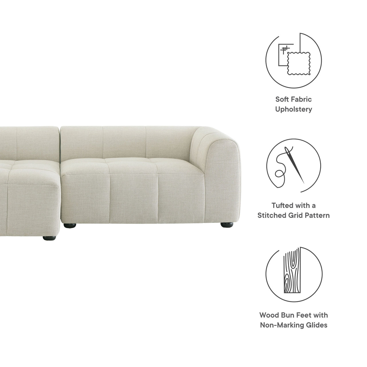 Bloque 2-Piece Left-Facing Sectional, Linen