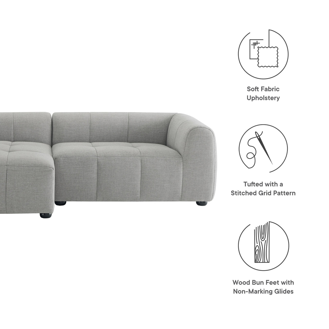 Bloque 2-Piece Left-Facing Sectional, Pewter