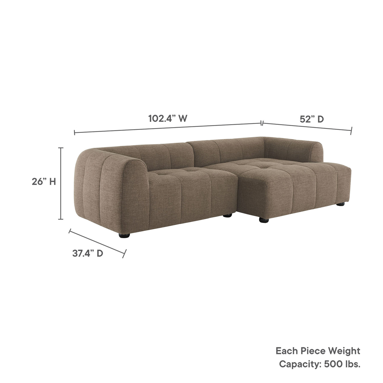 Bloque 2-Piece Right-Facing Sectional, Mocha
