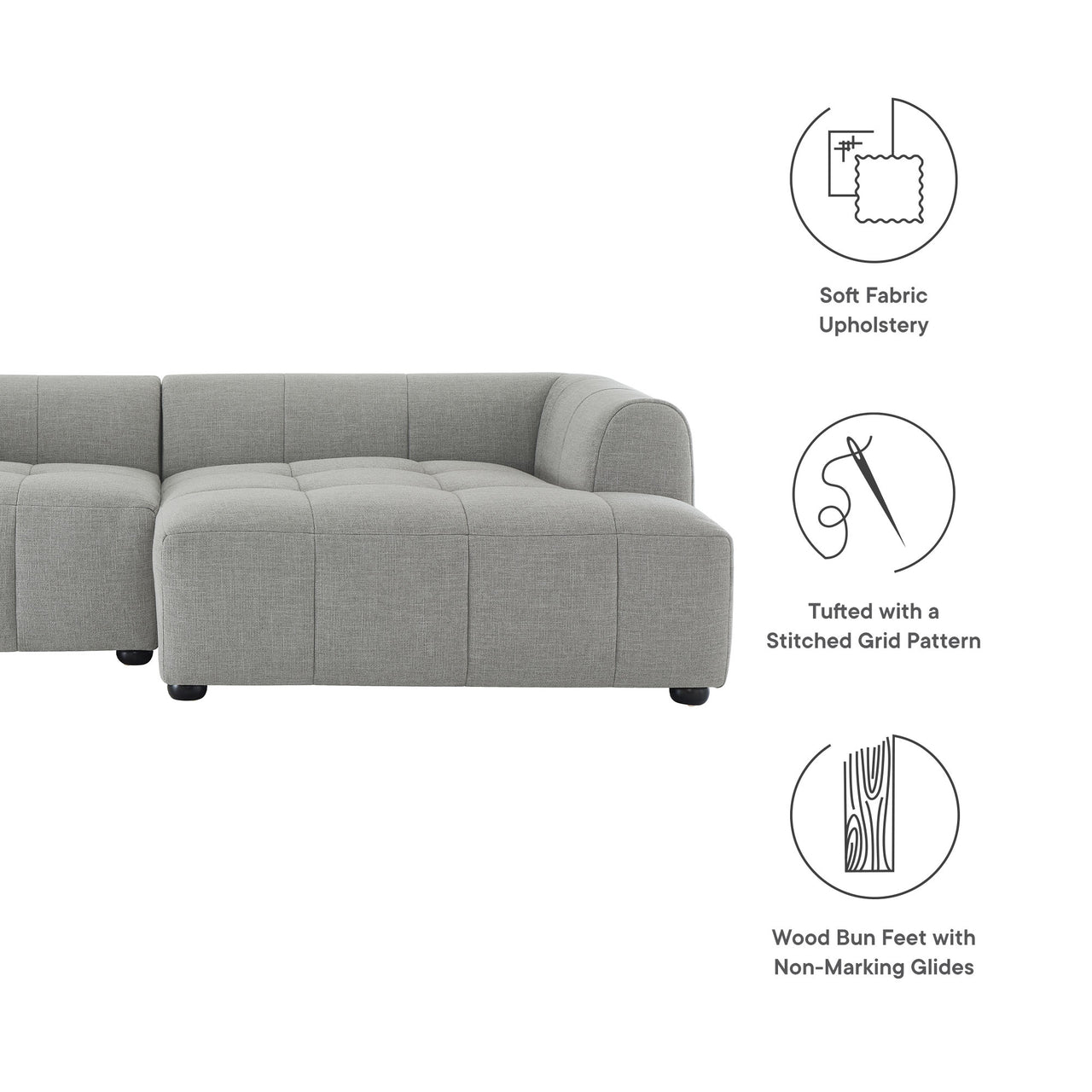 Bloque 2-Piece Right-Facing Sectional, Pewter