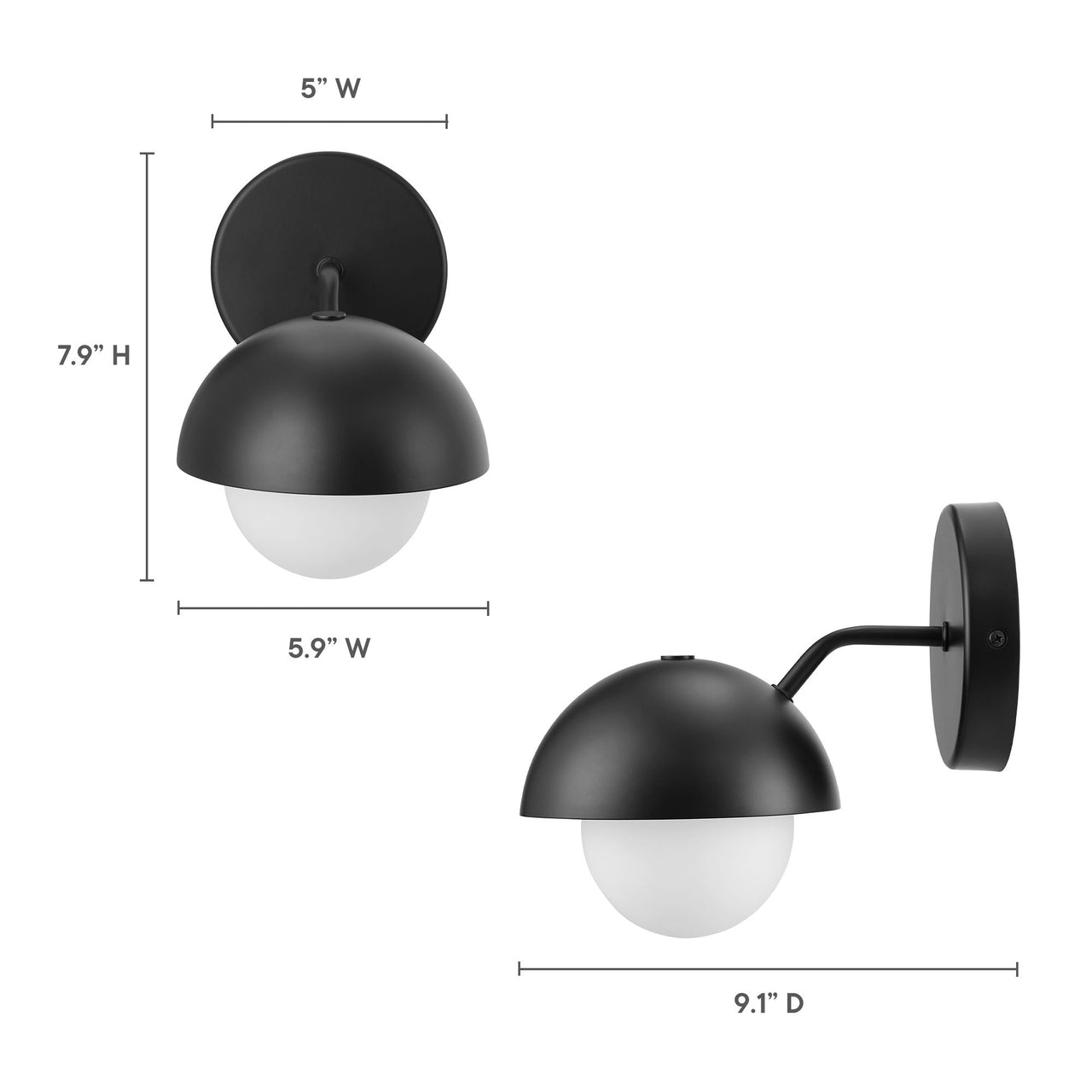Lunara Opal Wall Sconce, Black