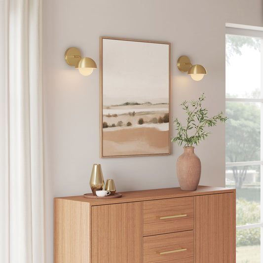 Lunara Opal Wall Sconce, Brass