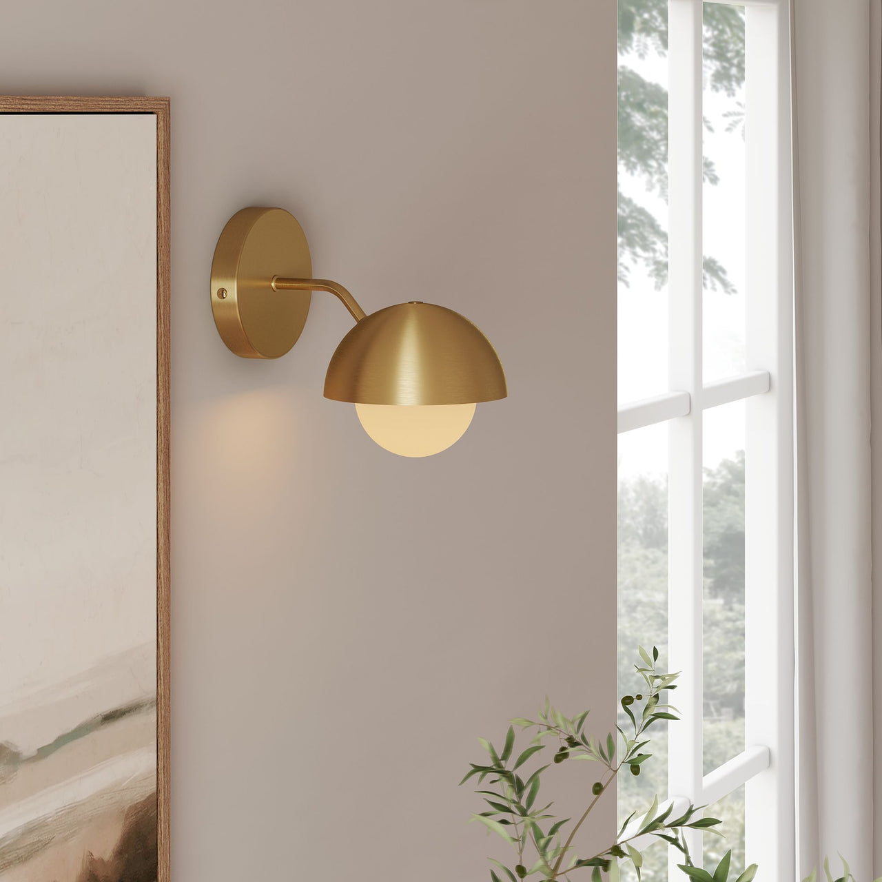 Lunara Opal Wall Sconce, Brass