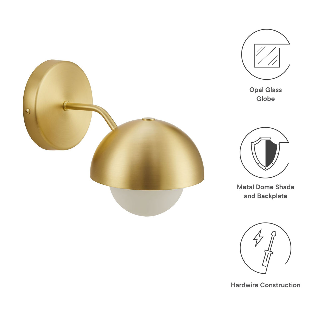 Lunara Opal Wall Sconce, Brass