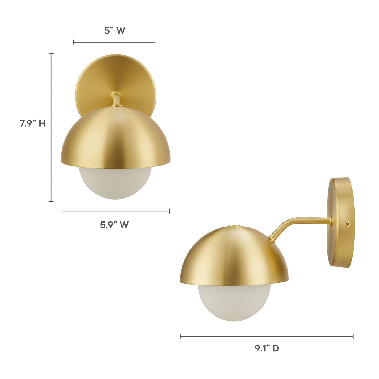 Lunara Opal Wall Sconce, Brass