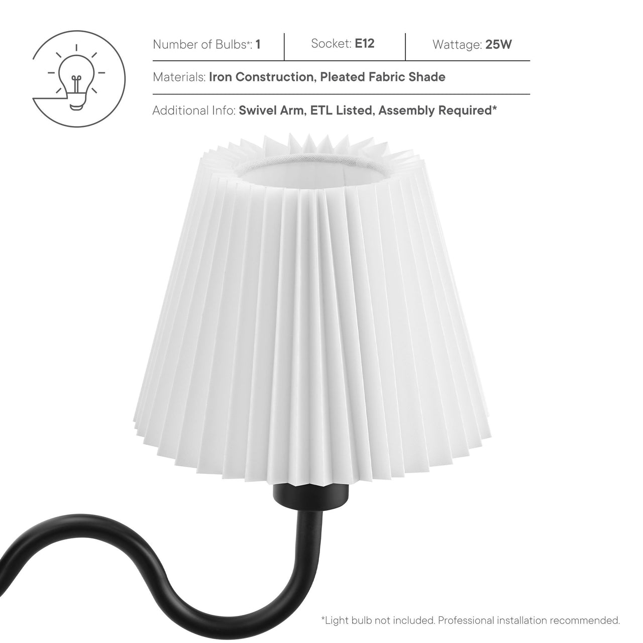 Oscillate Elongated Wall Sconce, Black