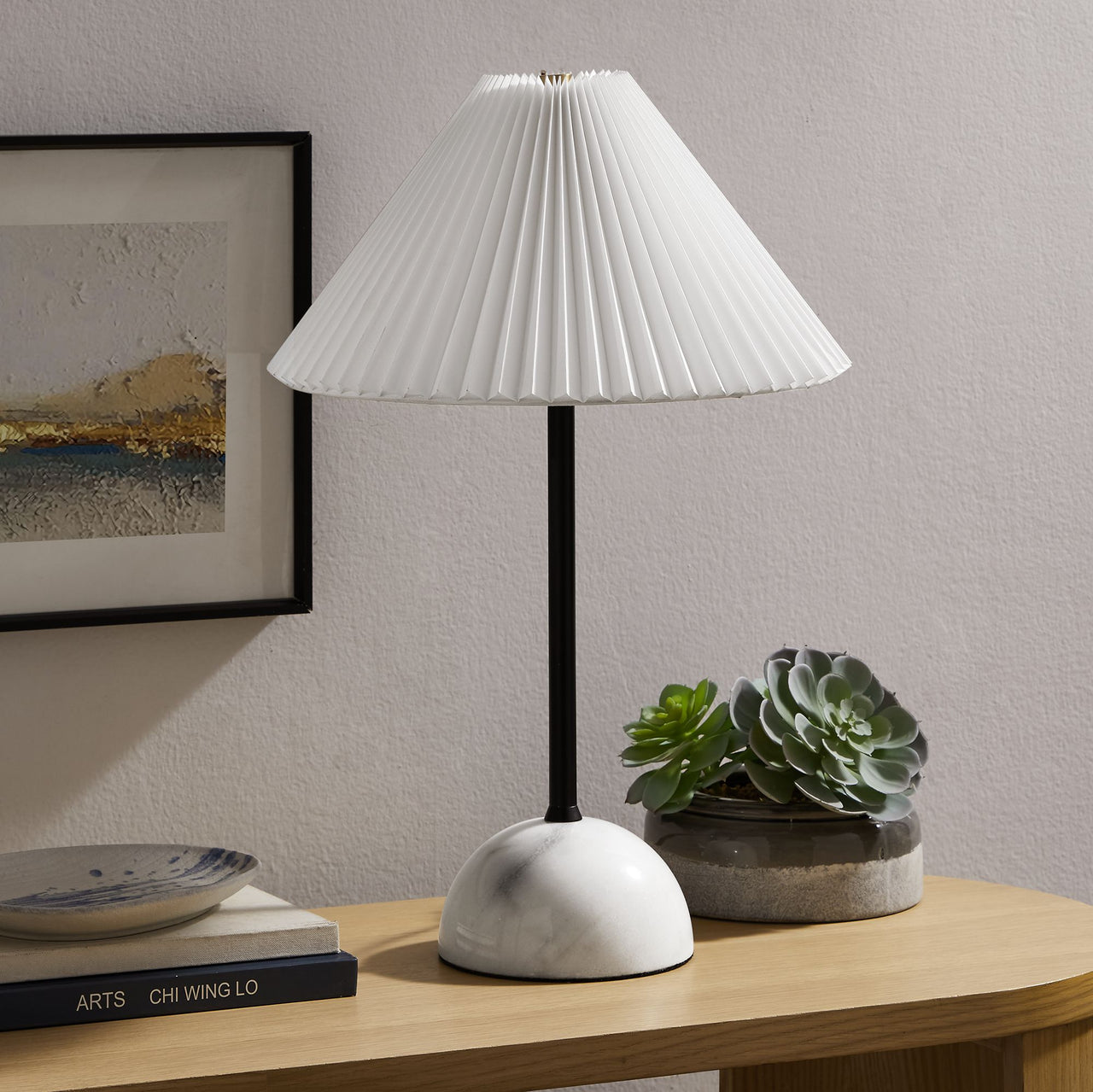 Miyah Marble Table Lamp, Black