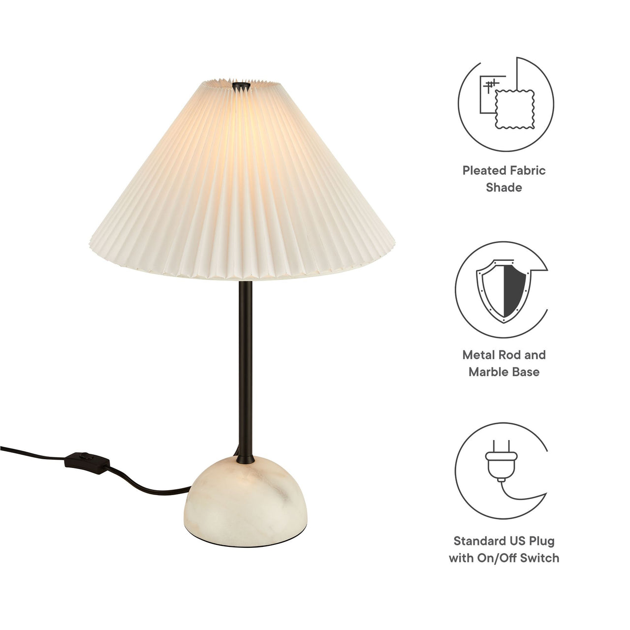 Miyah Marble Table Lamp, Black
