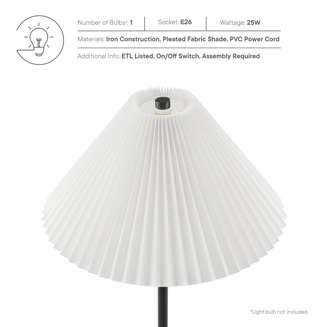 Miyah Marble Table Lamp, Black