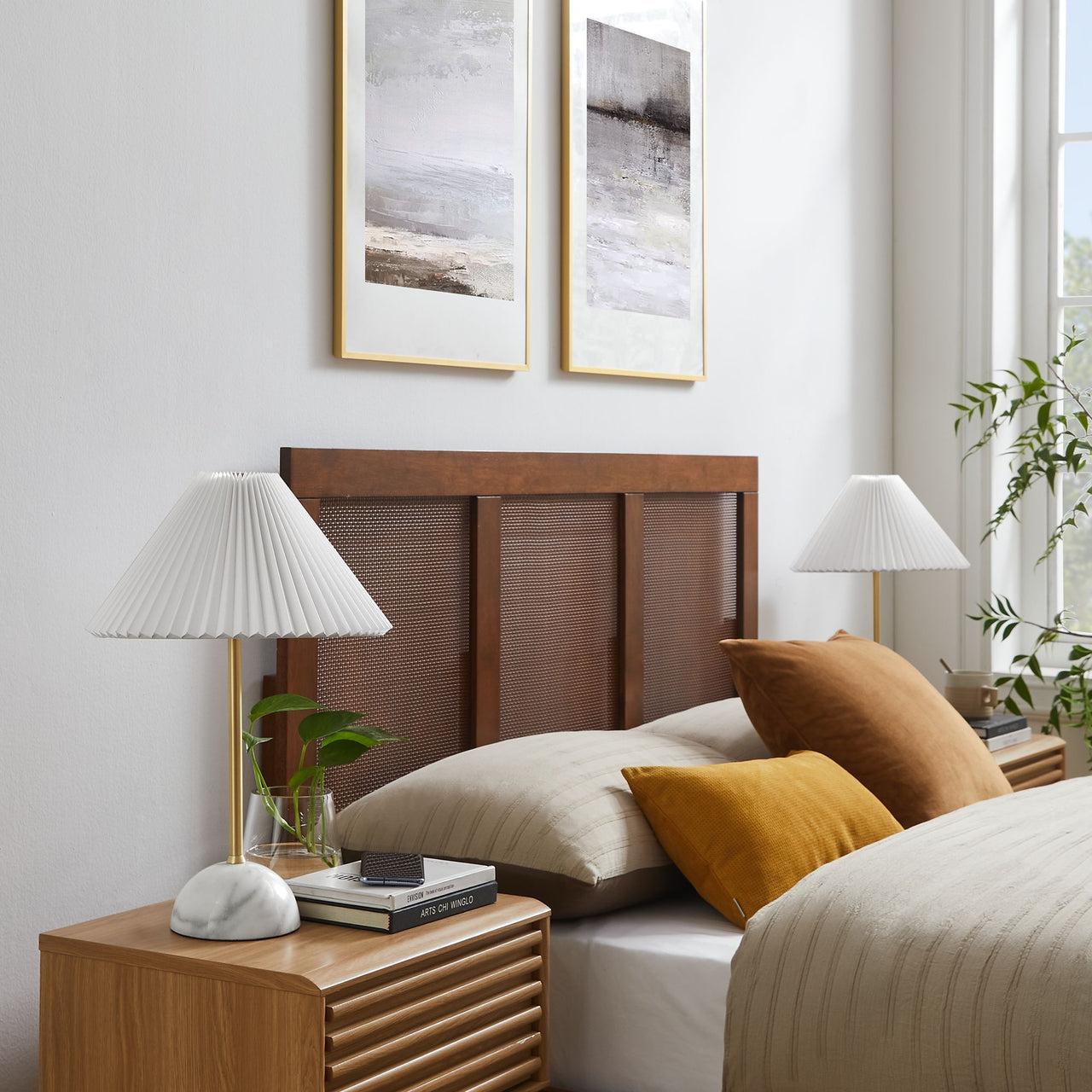 Miyah Marble Table Lamp, Brass