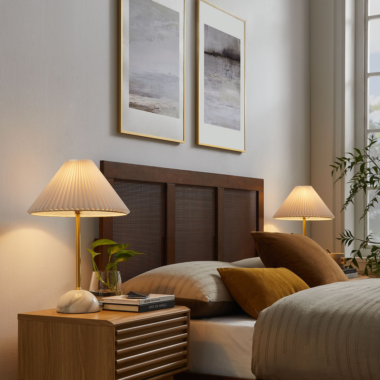Miyah Marble Table Lamp, Brass
