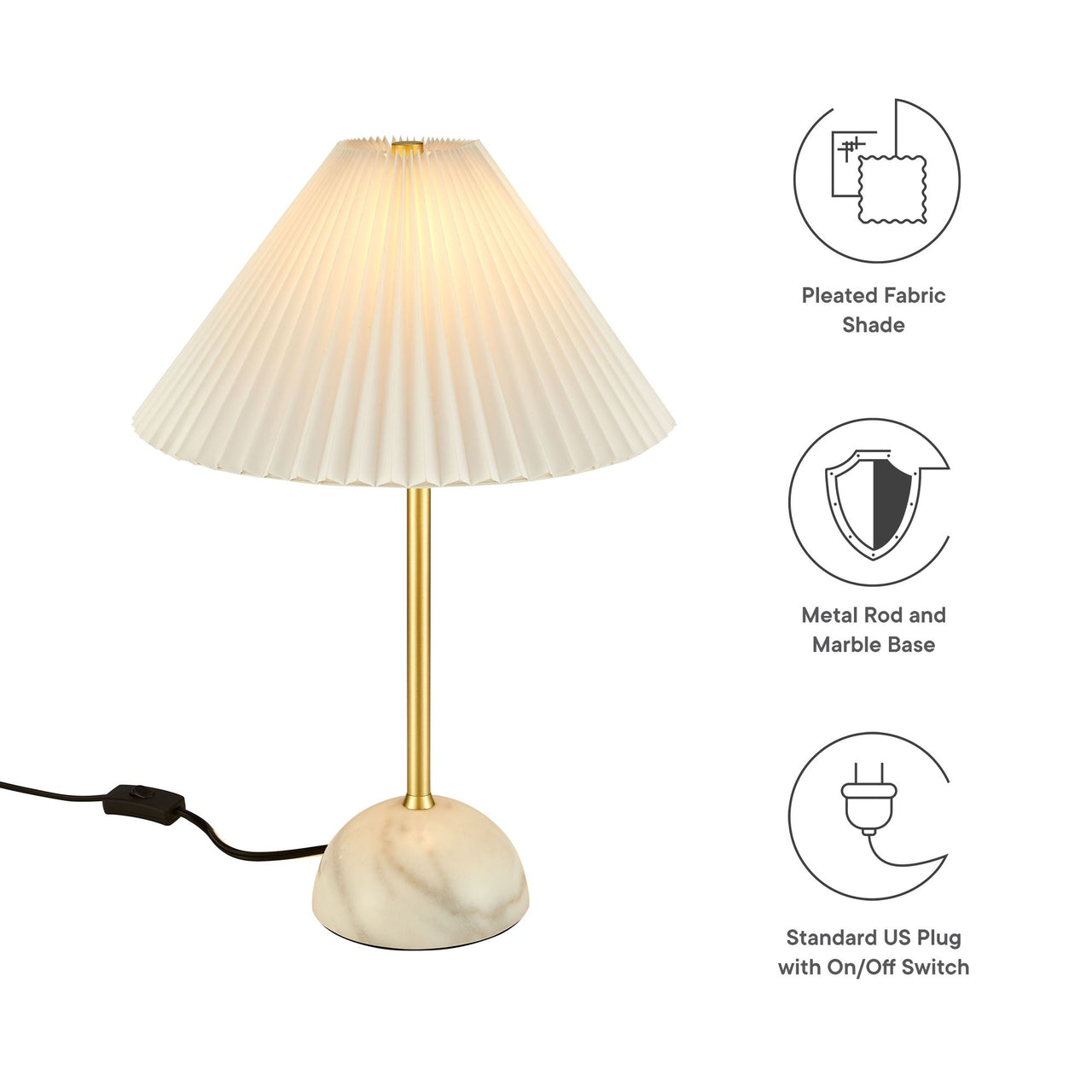 Miyah Marble Table Lamp, Brass