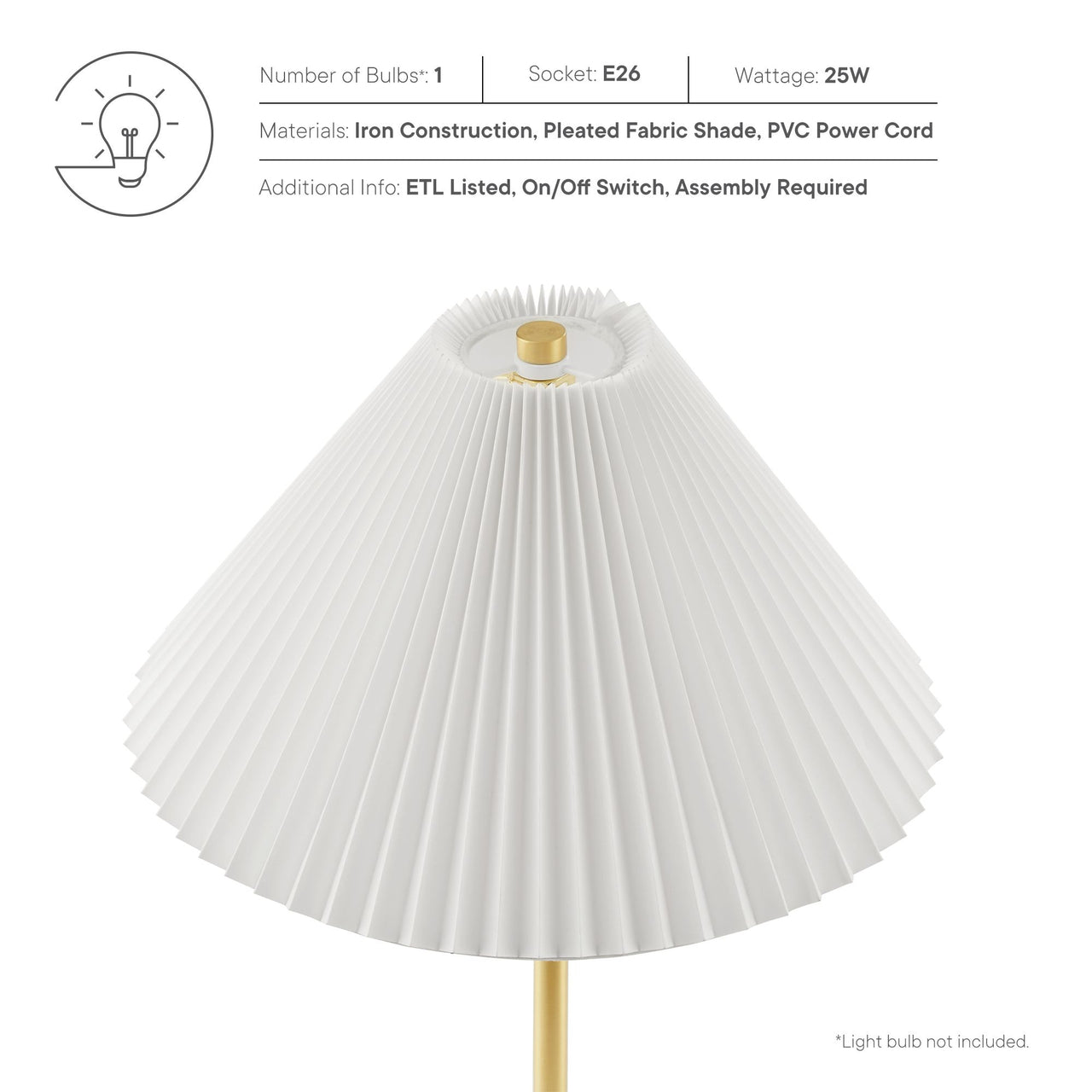 Miyah Marble Table Lamp, Brass