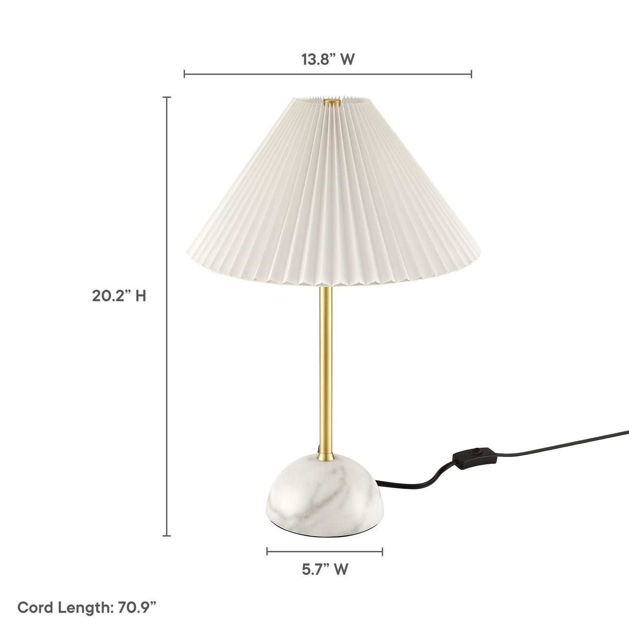 Miyah Marble Table Lamp, Brass