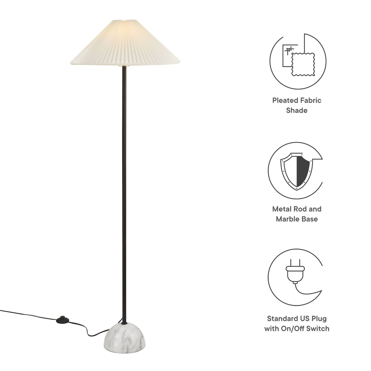 Miyah Marble Floor Lamp, Black