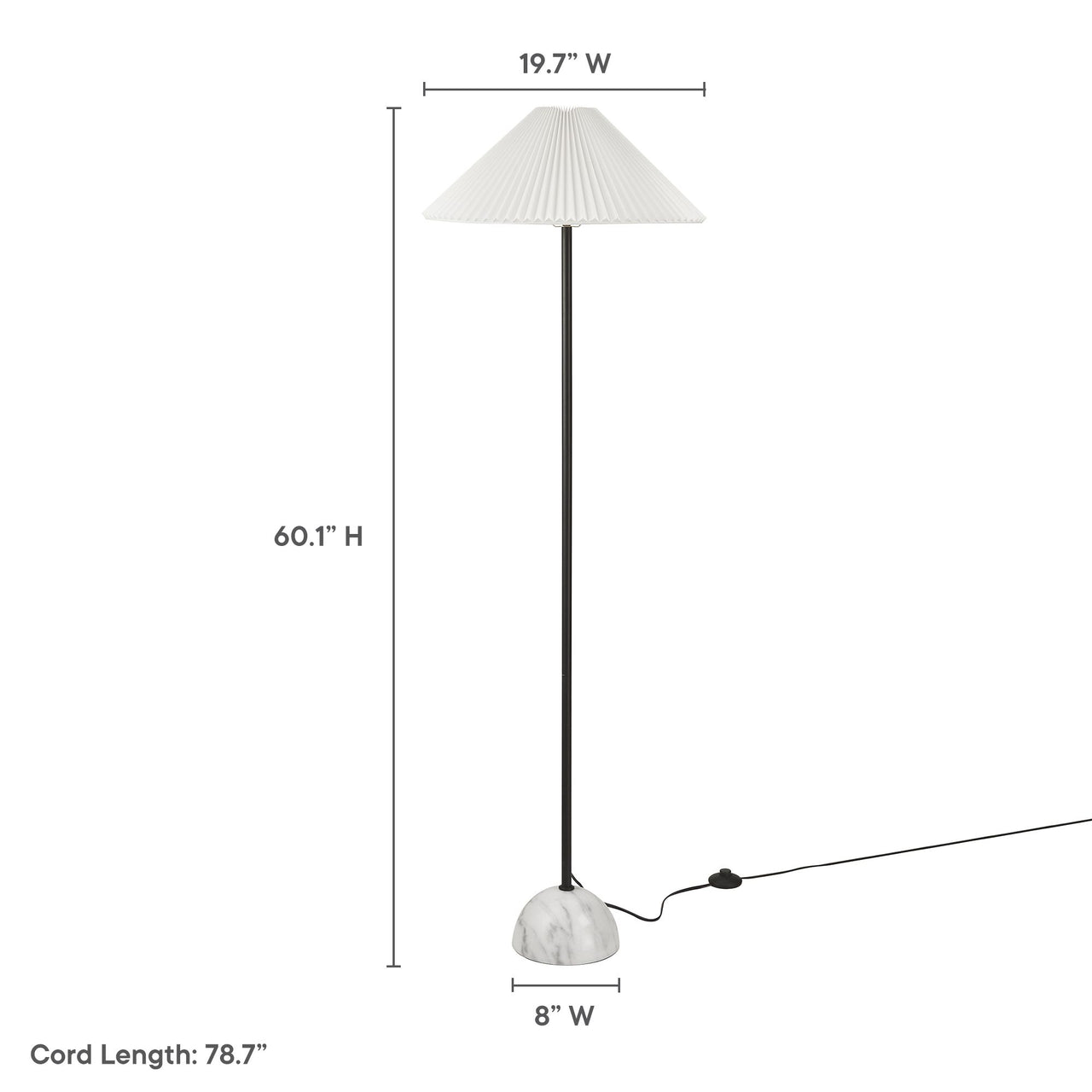Miyah Marble Floor Lamp, Black